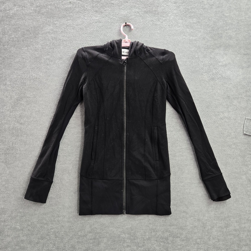 Lululemon Women Activewear Jacket 4 Black Daily Practice‎ Hooded Thumbholes